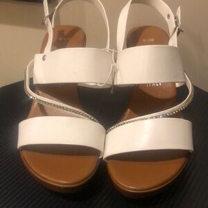 Italian Shoemakers white heeled sandals.
